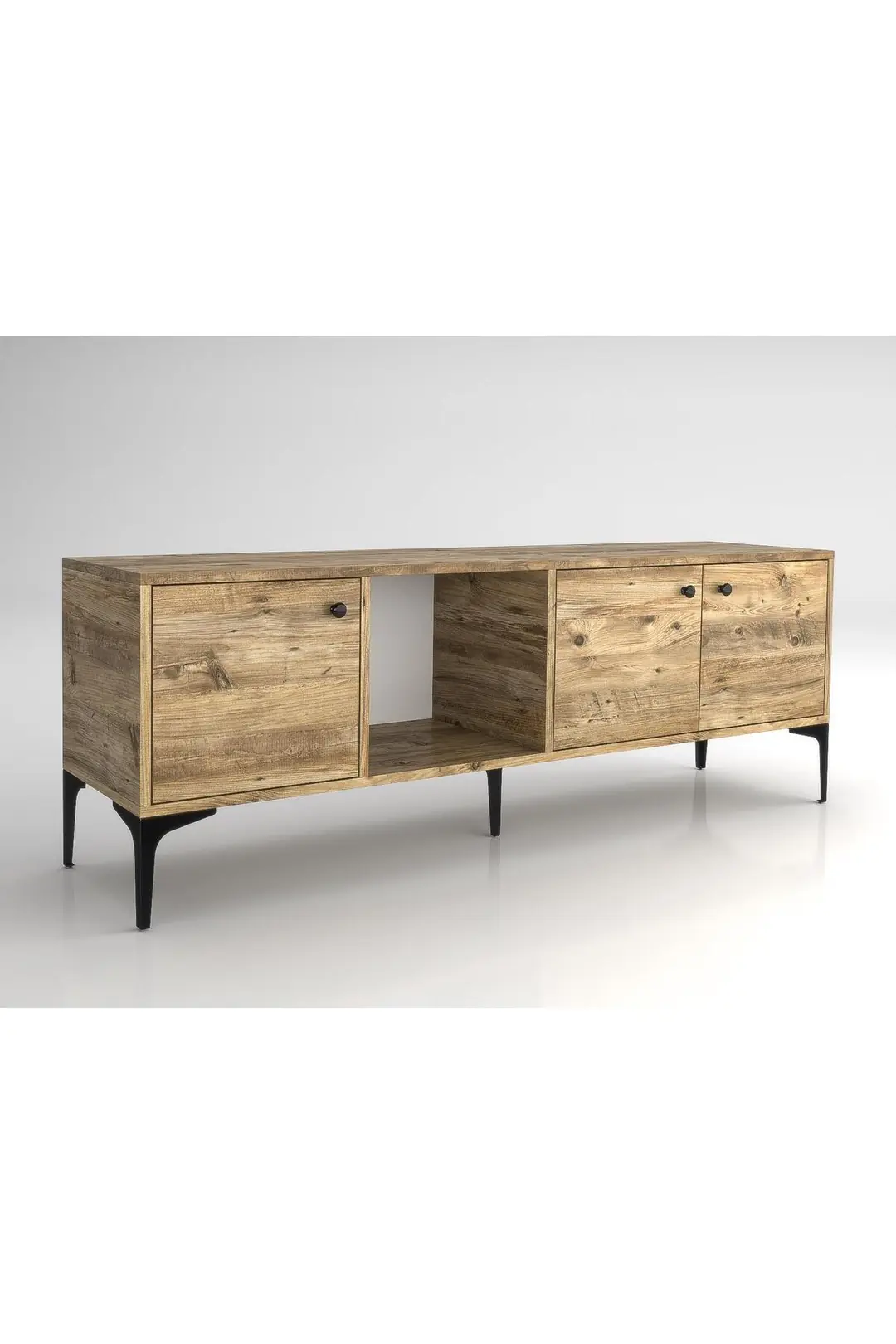 Hira 160 Cm Metal Ayaklı Tv Ünitesi - Atlantik Çam / Siyah